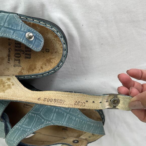 Finn Comfort Teal Blue Sandals Size EU 37D/US 6.5-7 Made in Germany, comfort - Picture 4 of 9